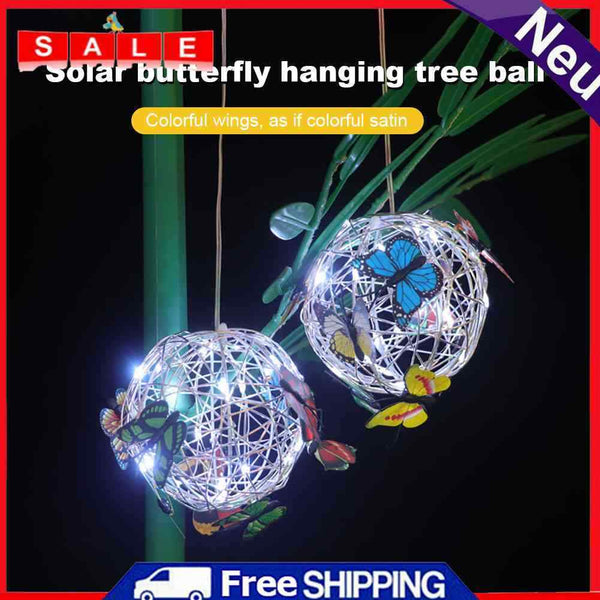 LED Solar Butterfly Ball Hanging Tree Lamps - Round Sunlight - Outdoor