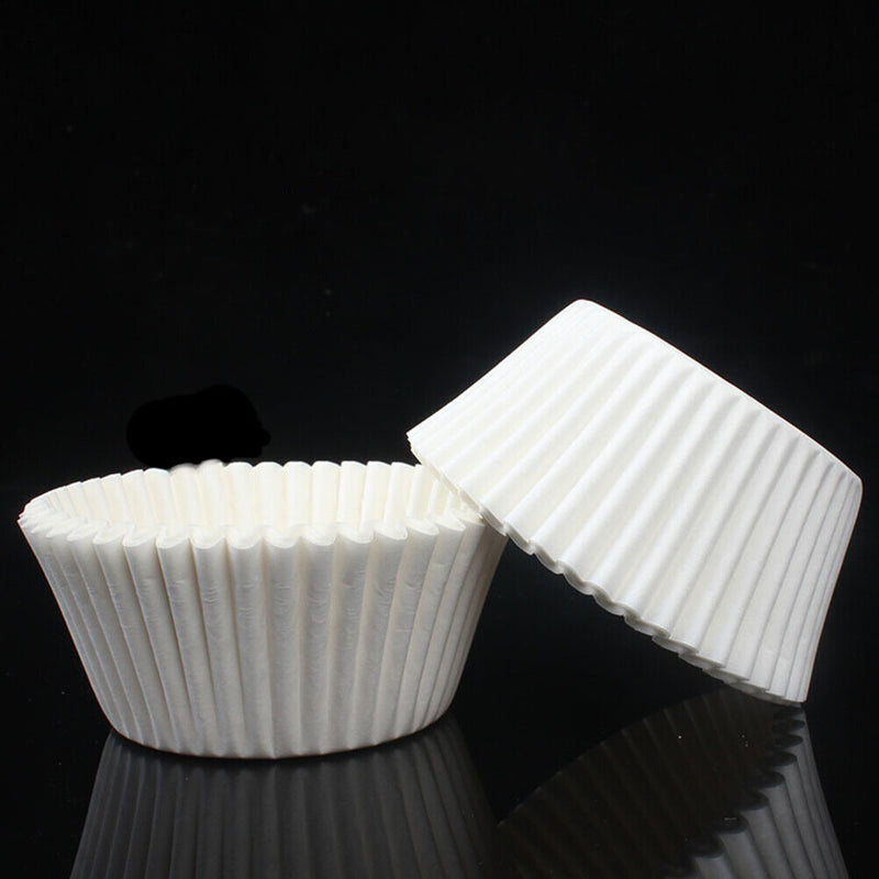 100pcs Cupcake Paper Oilproof Liner Baking Cup Tray Muffin Wrapper (White) Newly