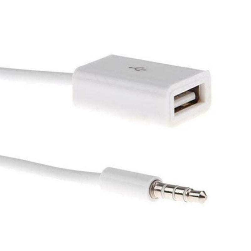 3.5mm Male Audio AUX Jack Plug to USB 2.0 Female Converter Extension Cords X5O4