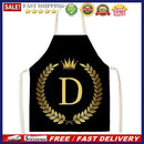 Letter D Printed Linen Apron Kitchen Waterproof Pinafore for Women Men Household