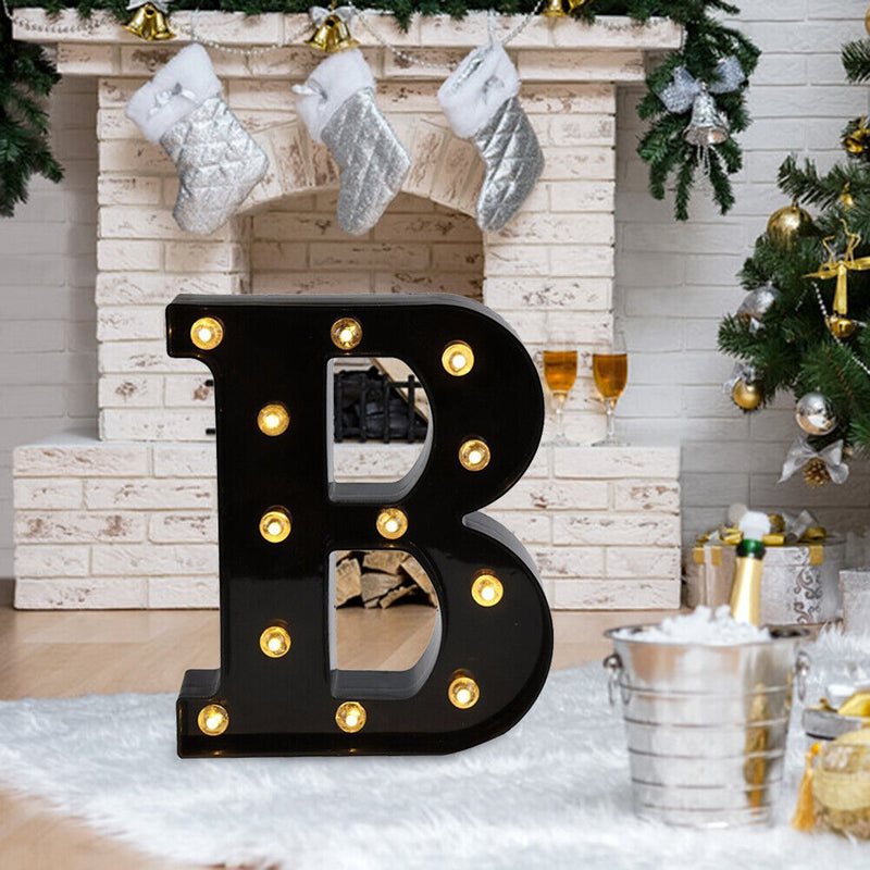 Letters LED Night Lights Alphabet Symbol Sign Lamp Home Wedding Decor (B)