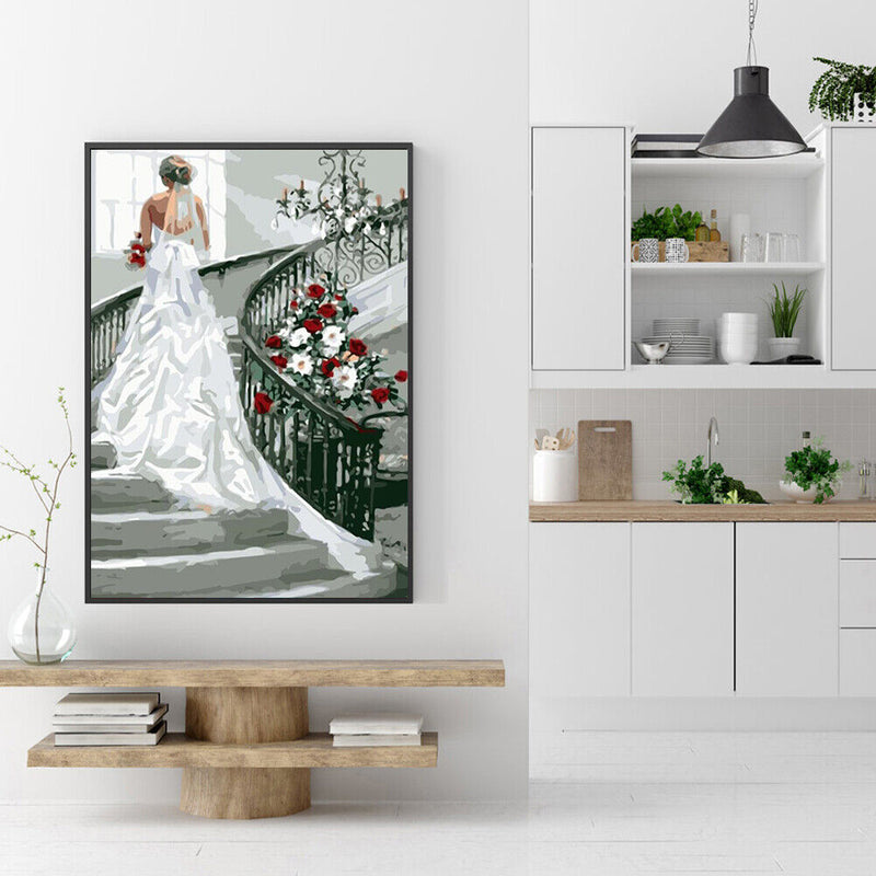 The Bride in the Stairs No Frame Pictures By Number DIY Digital Coding Oil Paint