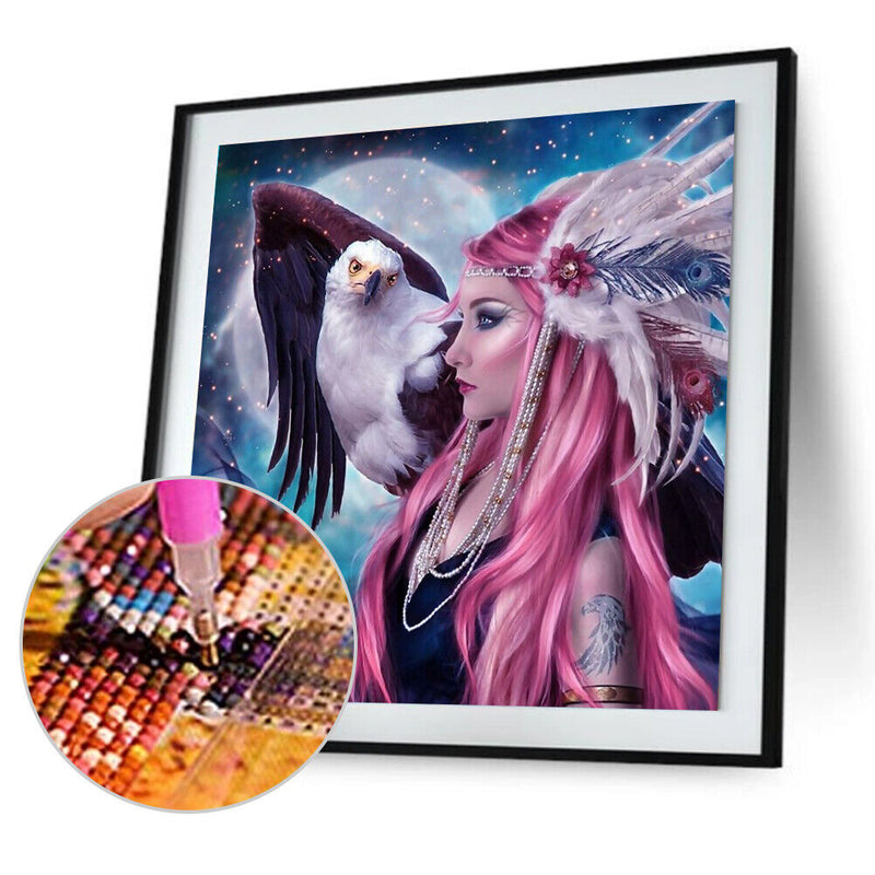 5D Eagle Beauty Diamond Embroidery Painting DIY Kit Round Rhinestone Cross Stitch K