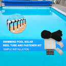 8x Swimming Pool Solar Reel Tube Covers Blanket Straps Pool Attachment Kit Newly