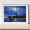 50x40cm Colorful DIY Paint By Number Kit Lighthouse Ship Abstract Decor Gift Art