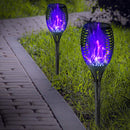 12 LED Flame Torch Light Solar Powered Garden Plug-In Decor Lamp (2pcs) Newly
