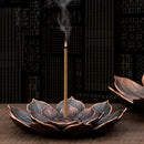 Sandalwood Stick Burner Censer Buddhism Bronze Lotus Incense Line Holder Deco