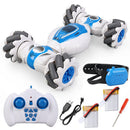 4WD Watch Gesture Sensor 2.4GHz RC Stunt Car Toys with 2 Battery (Blue) Newly