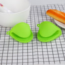 2pcs Silicone Anti-Slip Oven Gloves Heat Resistant Cooking Glove (Green)