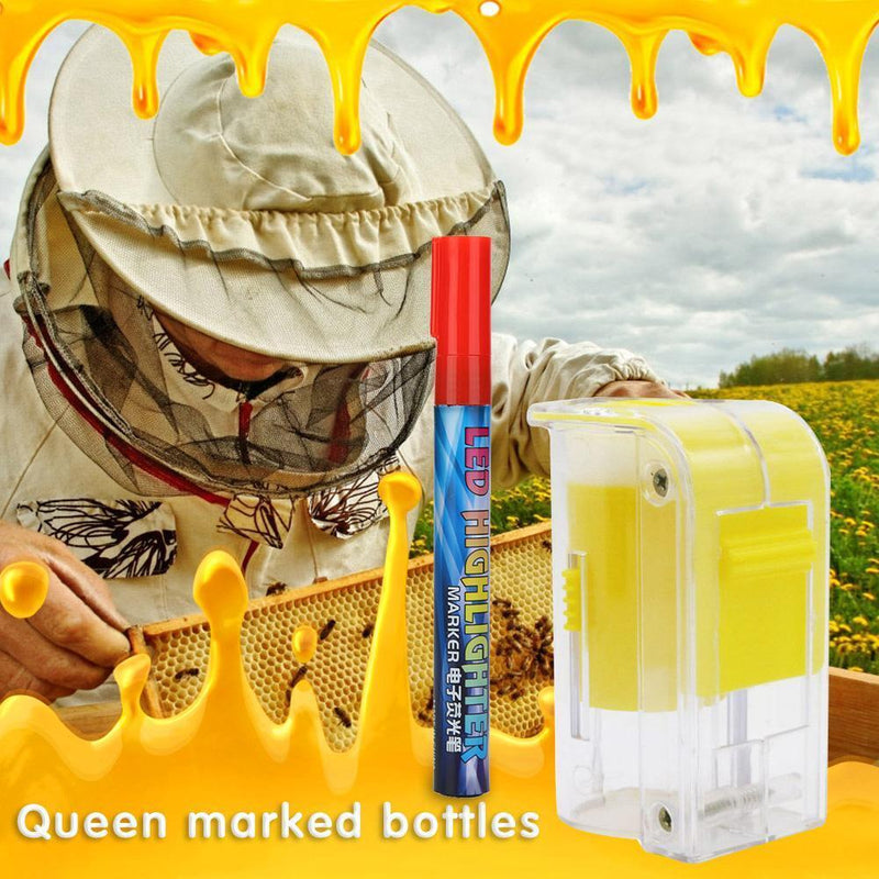 Beekeeper Marker Bottle with Marking Pens Queen Beekeeping Tool (Red)
