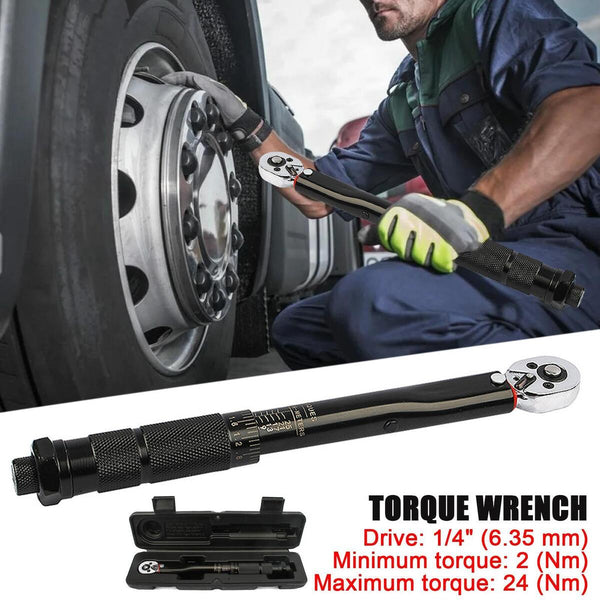 Adjustable 1/4'' Torque Wrench Hand Spanner 2-24N Torque Wrench Ratchet Tool{