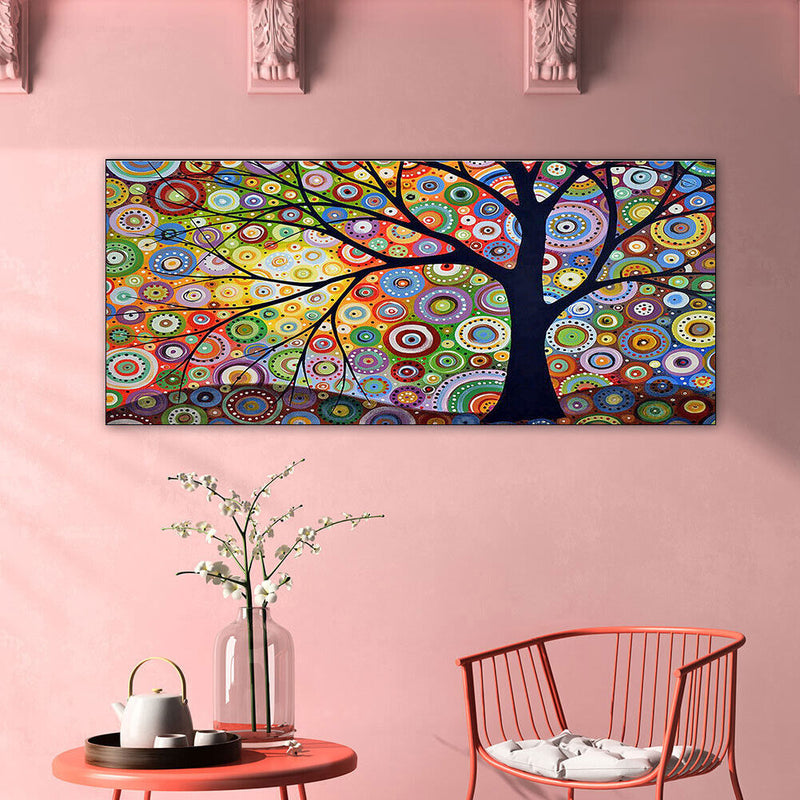 Color Tree Oil Paint By Numbers DIY Handpainted on Canvas Wall Picture Unfr