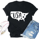 Independence Day Print USA Letter Tea T-Shirt (Black M)