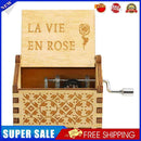 #A Retro Carved Wood Manual Music Box Hand Cranked Kids Birthday Gift Home Ornam