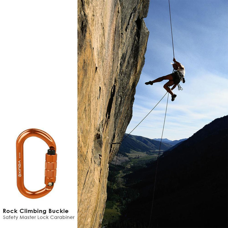 25KN O Shape Safety Auto Master Lock Carabiner Rock Climbing Buckle (Orange