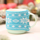 Knitted Mug Coffee Tea Cup Sleeve Warmer Christmas Table Decorations (Blue)