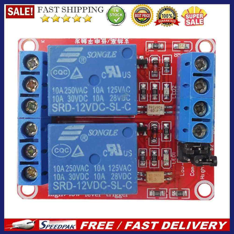 12V 2-Channel Relay Module Optocoupler H/L Level Triger for Arduino Raspber