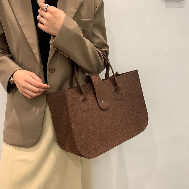 Women's Felt Fabric Handbag multi function Large Capacity Shopping Shoulder Bag