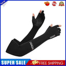 Ice Arm Sleeves Unisex UV Protection Half Finger Arm Cover (2 Finger Black)