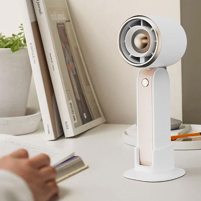 #A Mini Handheld Fan Portable USB Rechargeable Battery Cooling Desktop with Base