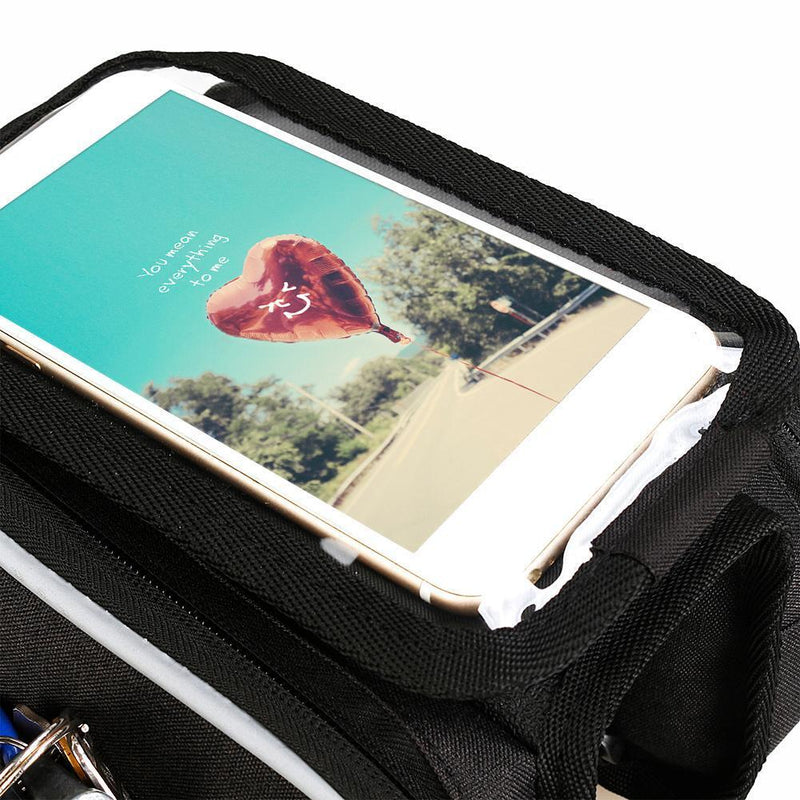 Bicycle Front Top Tube Frame Touch Screen Saddle Bag Phone Holder (Black) Newly