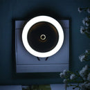 LED Light Sensor Control Night Light Round Bedroom Lamp (White)(US plug) Newly