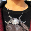 Jewelry Women Goddess Pentacle Choker Triple Moon Necklace Pentagram Pendant