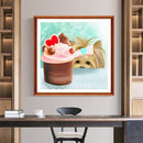 5D DIY Full Drill Round Shape Puppy Eat Cake Rhinestone Diamond Drawing Decor