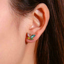 Sterling Ear Stud Studs Rhinestone Butterfly Earrings Exquisite Favor S4O2 T9Q2