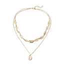 Women Bohemian Beach Jewelry Multilayer Shell Necklace Cowry Seashell Pendant