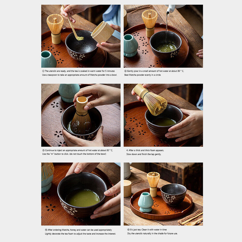 Bamboo Matcha Powder Stirring Whisk Coffee Green Tea Brushes Teaware (B) Newly