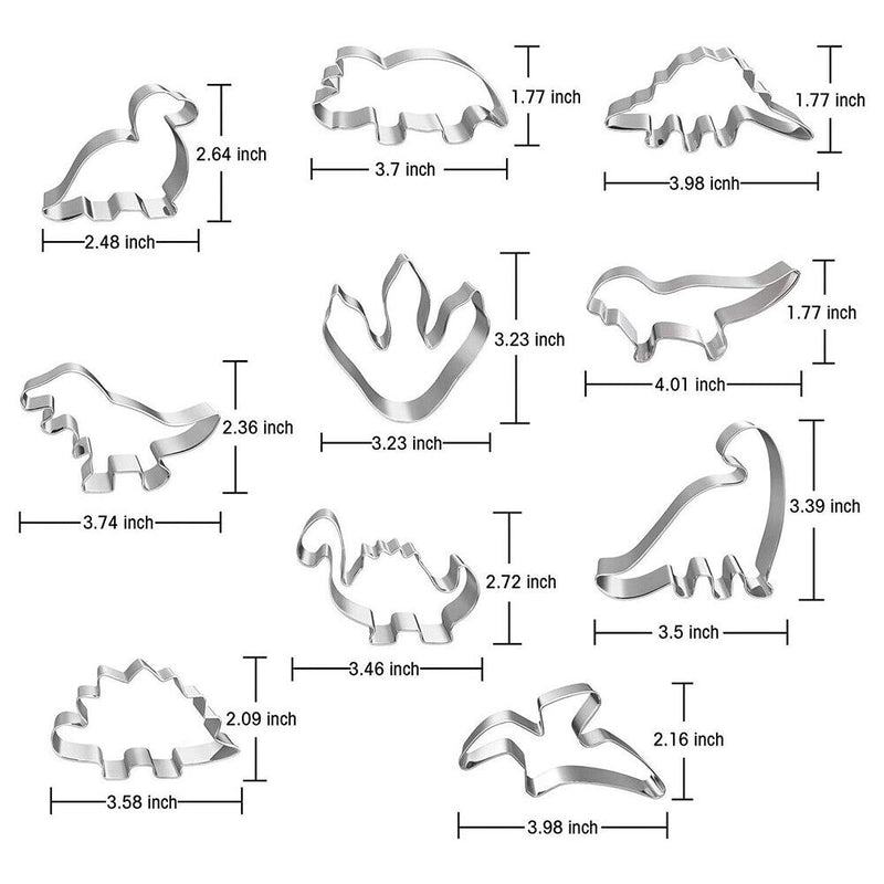 11pcs/set Cookie Cutter Dinosaur Shape Stainless Steel Baking Biscuit Mold