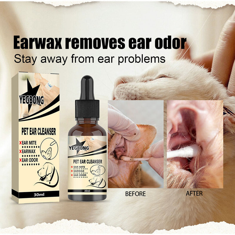 Cat Dog Ear Cleanser Anti Mites Cleaning Ear Wax Relieve Itching Ear Care