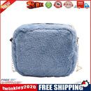 Retro Women Plush Solid Color Messenger Bag Chain Small Handbags (01 Blue)