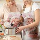 Pink Flower Print Apron Waterproof Cooking Bibs Kitchen Pinafore (82x68cm)