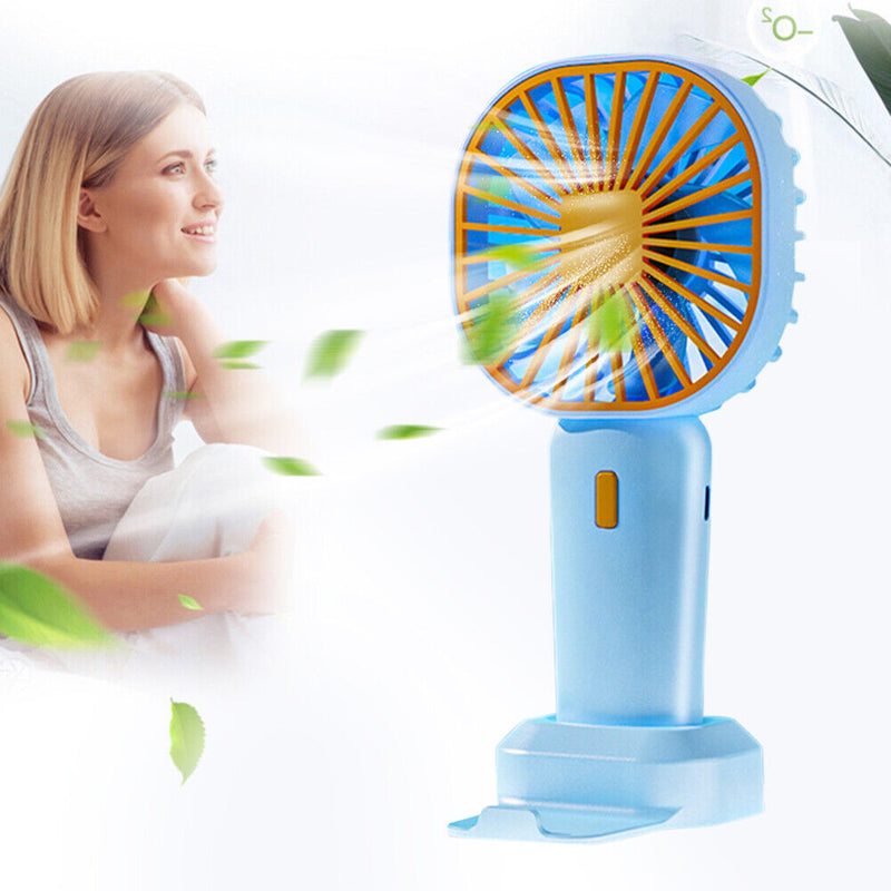 #A 3 Modes Adjustable Handheld Fan with Base Desktop Fan for Outdoor Travel Camp