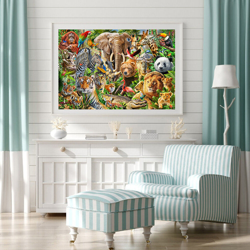 5D DIY Animals Full Round Drill Mosaic Diamond Painting Picture Rhinestone Craft