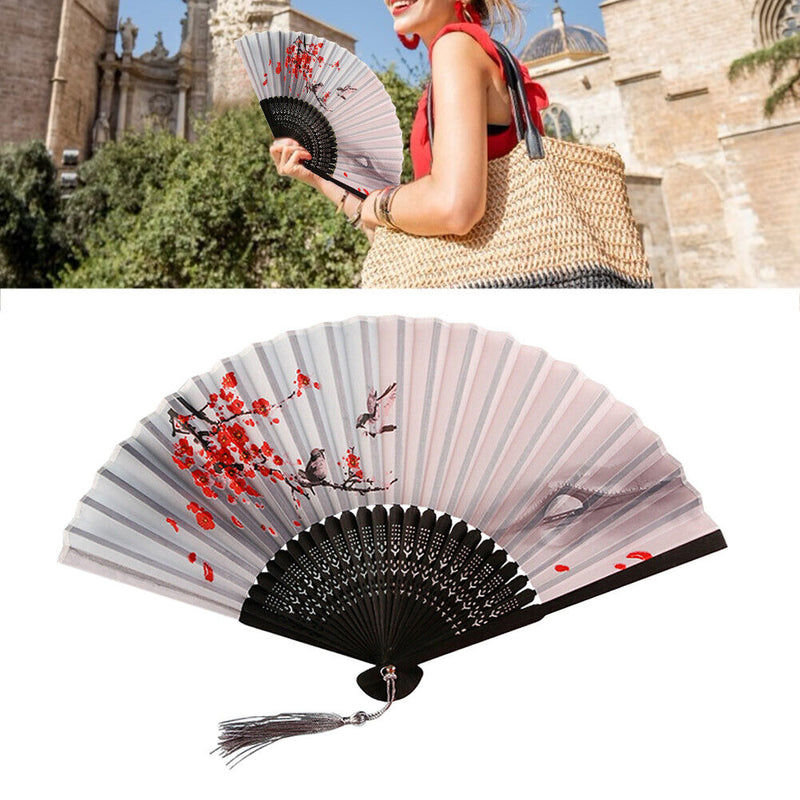 #A Chinese Style Folding Bamboo Fan Art Craft Ornaments Dance Hand Fans Supply