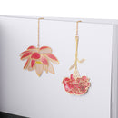 Style Pendant Lotus Leaf Brass Bookmark Book Clip Painted Pagination Mark