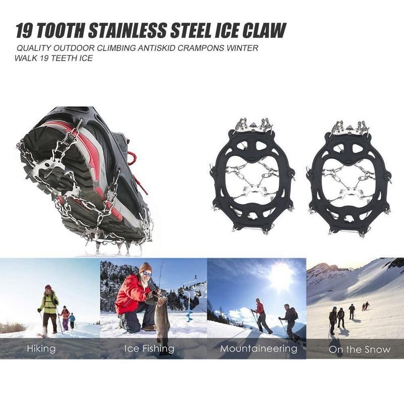 19 Teeth Crampons Anti Slip Outdoor Climbing Walk Traction Cleats Ice Snow Gr