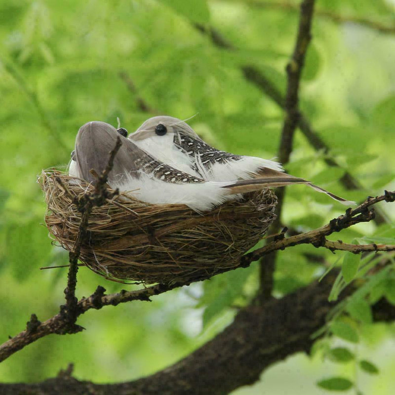 Artificial Bird Nest Realistic Sparrow Home Garden Ornament Decoration N2D1 L2I0