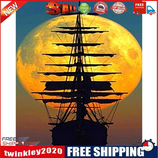 Sunset Vessel Oil Painting By Numbers DIY Frameless Picture On Canvas Craft