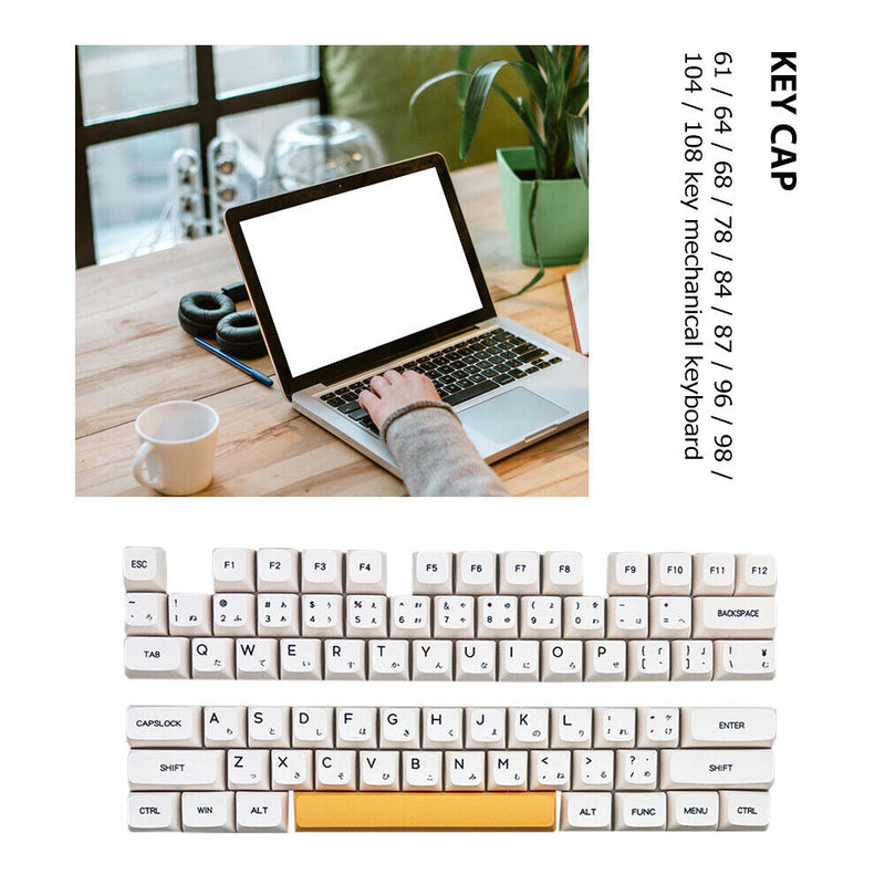 PBT Keycap for MX Switch Mechanical Keyboard Accessory (Bee Milk Japanese)