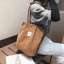 Women Fashion Corduroy Autumn Winter Large Capacity Shoulder Shopping Tote Bags