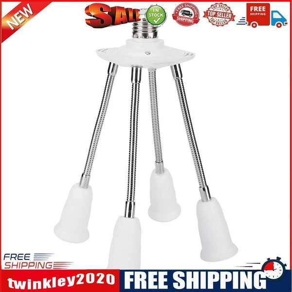 White E27 Lamp Base Adjustable Rotary LED Light Bulb Socket Holder (4-head)