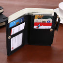 Flowers Embroid Women Short Wallet PU Leather Coin Card Holder Clutch/Black