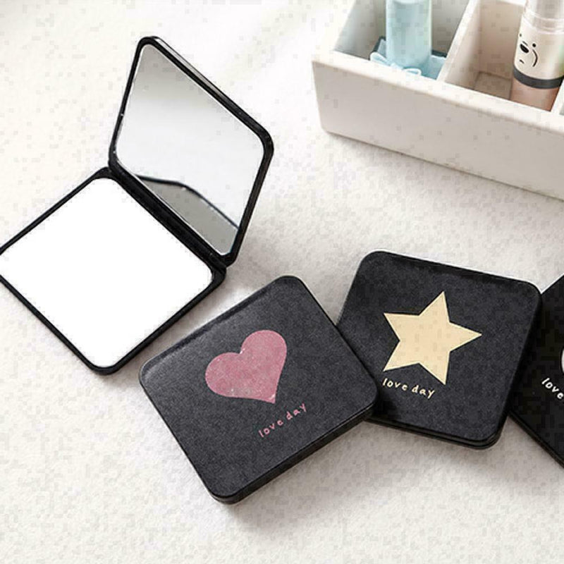 Cosmetic Mirror Double Sided Portable Compact Pocket Foldable Make-up C5J9 E6B4
