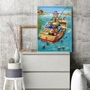 5D DIY Full Drill Diamond Painting Fishing Man Cross Stitch Embroidery Mosaic
