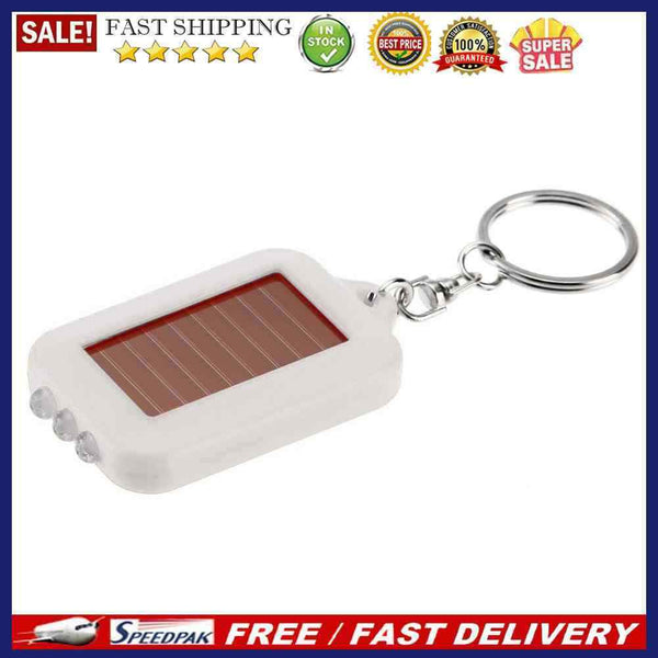 Portable Solar 3 LED Light Keychain Key Ring Outdoor Emergency Torch Flashlig