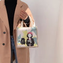 Women Linen Shoulder Lunch Bag Large Capacity Top-handle Handbags (Style 3)